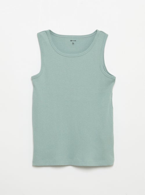 Pack de 2 camisetas sin mangas lisas de canalé - Kiabi