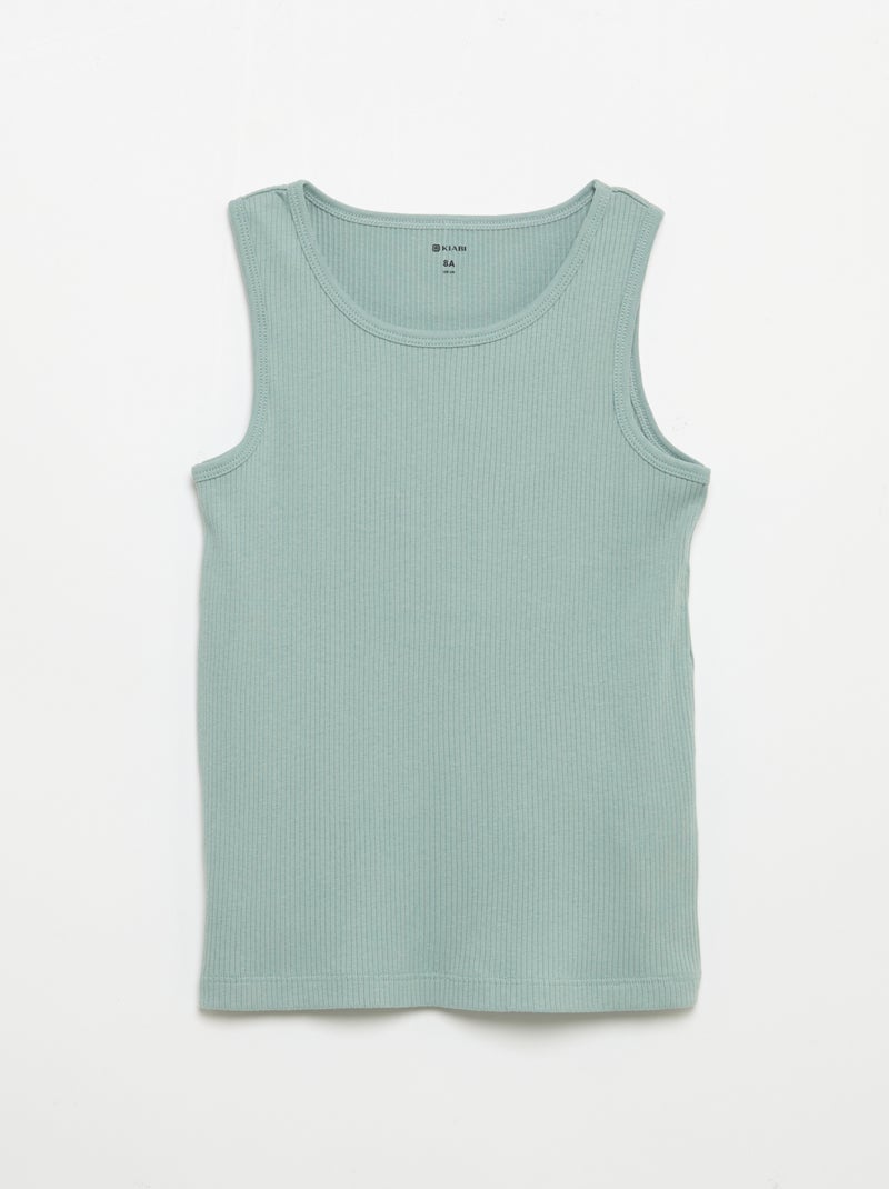 Pack de 2 camisetas sin mangas lisas de canalé Verde - Kiabi