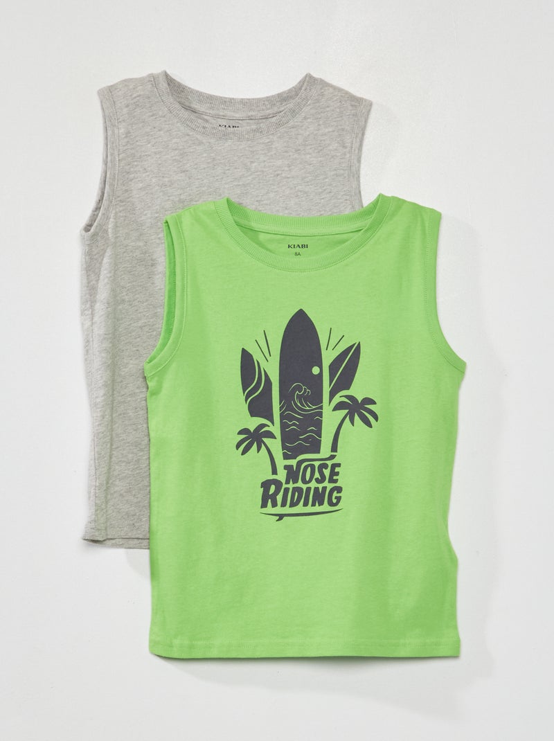 Pack de 2 camisetas sin mangas VERDE - Kiabi