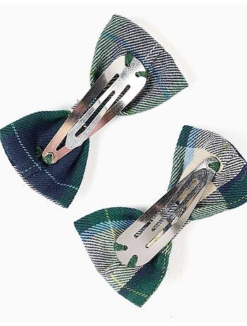 Pack de 2 clips para el pelo con lazos a cuadros b&s