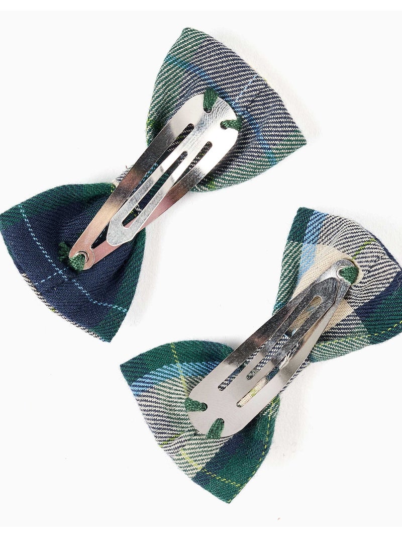 Pack de 2 clips para el pelo con lazos a cuadros b&s Azul oscuro - Kiabi