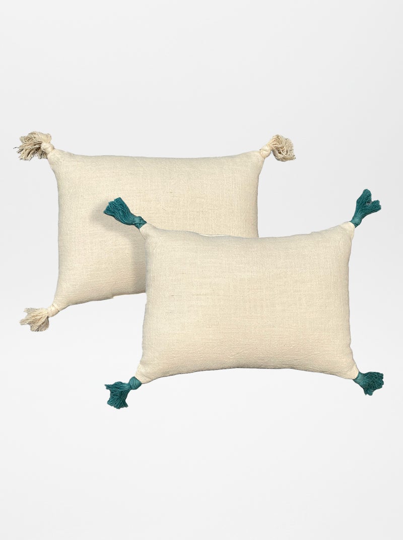 Pack de 2 cojines con borlas BEIGE - Kiabi