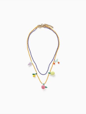 Pack de 2 collares de cuentas con colgantes de frutas