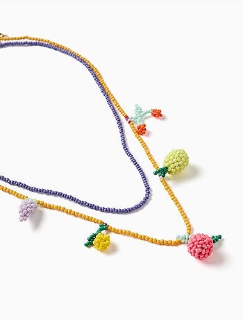 Pack de 2 collares de cuentas con colgantes de frutas