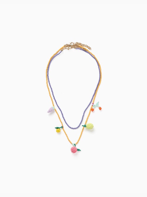 Pack de 2 collares de cuentas con colgantes de frutas - Kiabi