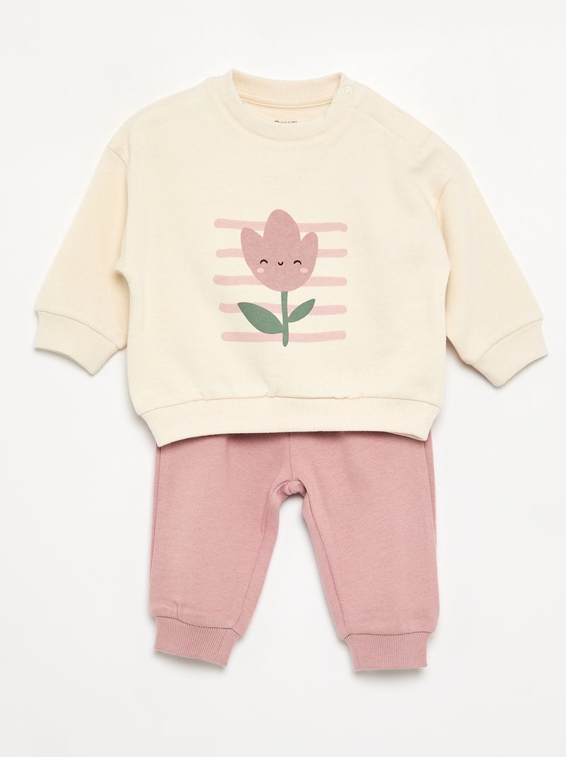 Pack de 2 conjuntos de 2 piezas - sudadera + pantalón Blanco - Kiabi