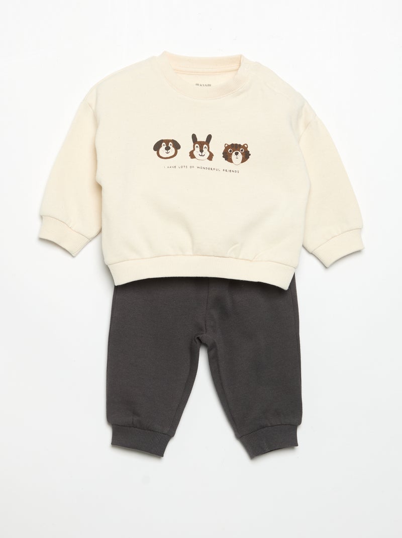 Pack de 2 conjuntos de 2 piezas - sudadera + pantalón Marron - Kiabi