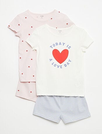 Pack de 2 conjuntos de pijama corto en punto de algodón