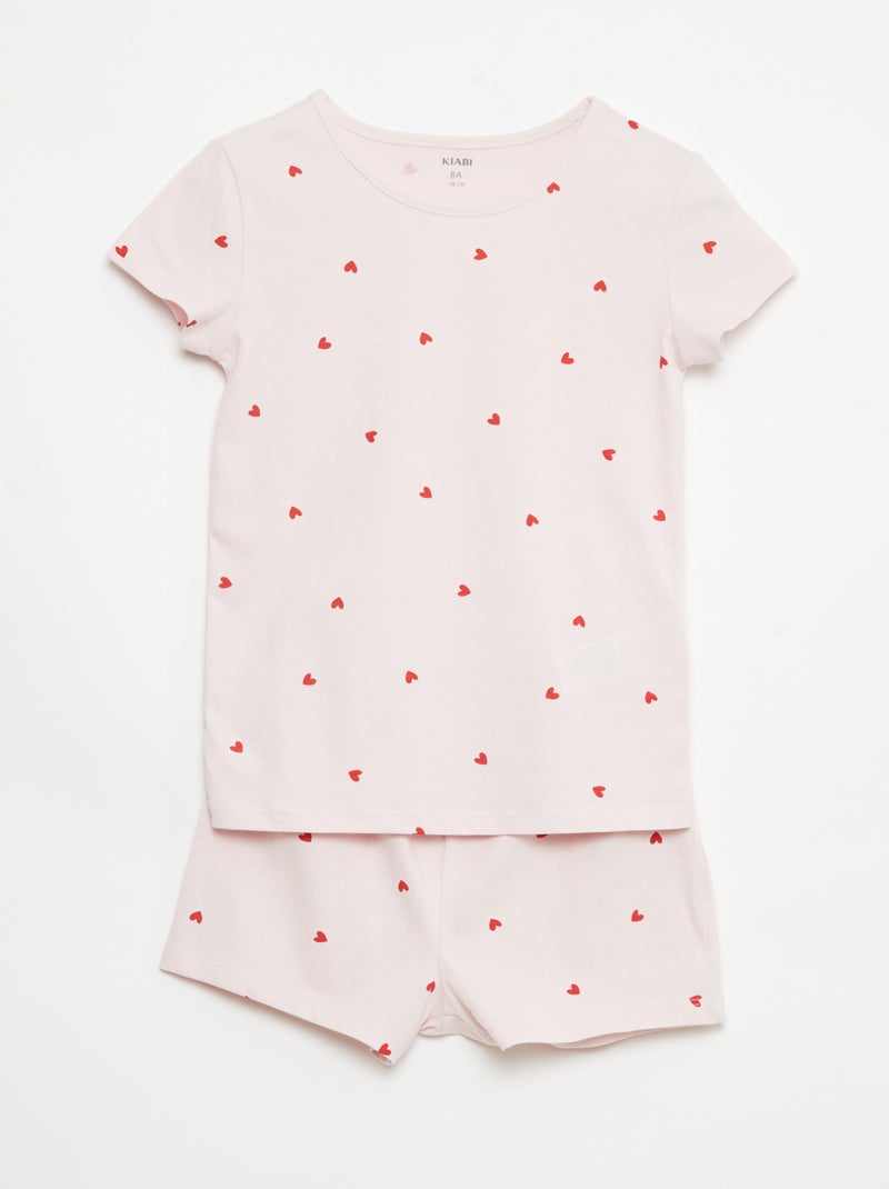 Pack de 2 conjuntos de pijama corto en punto de algodón Rosa - Kiabi