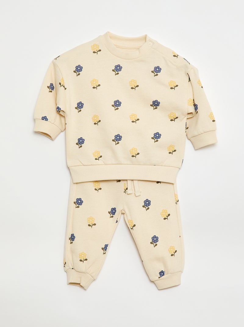 Pack de 2 conjuntos jersey + pantalón de algodón Amarillo - Kiabi