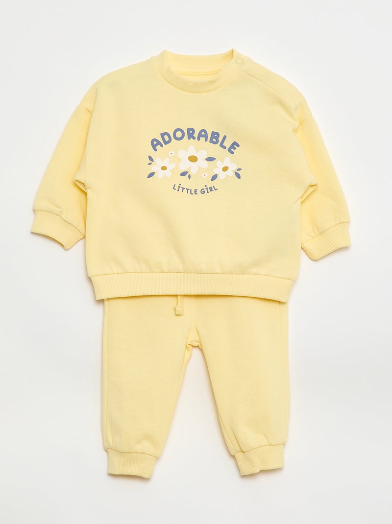 Pack de 2 conjuntos jersey + pantalón de algodón Amarillo - Kiabi