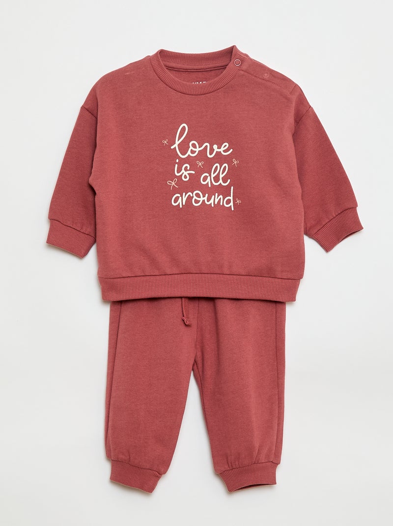 Pack de 2 conjuntos jersey + pantalón de algodón Rosa - Kiabi