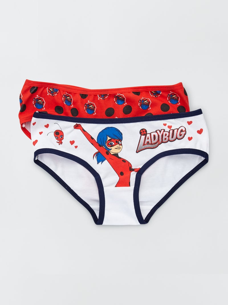 Pack de 2 culotes 'Prodigiosa' blanco/rojo - Kiabi