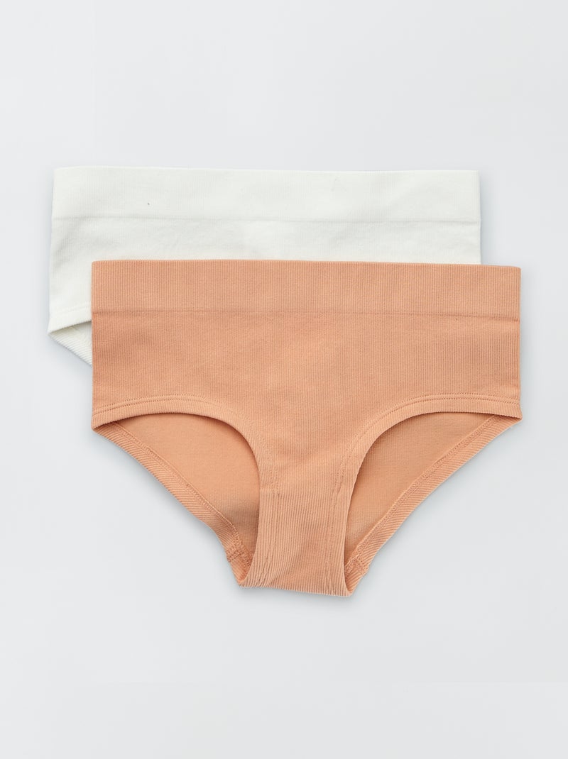 Pack de 2 culottes de canalé MARRON - Kiabi