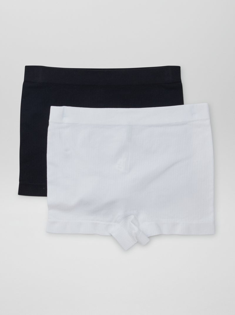 Pack de 2 culottes de punto de canalé Blanco - Kiabi