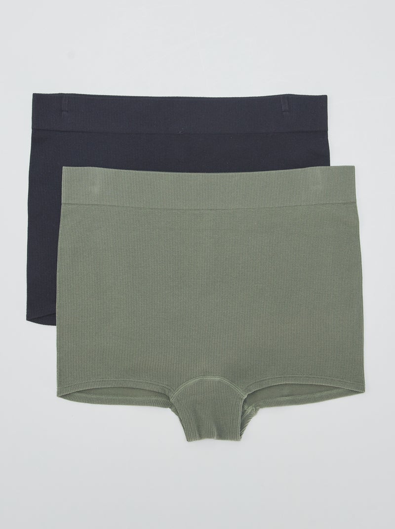 Pack de 2 culottes de punto de canalé negro - Kiabi