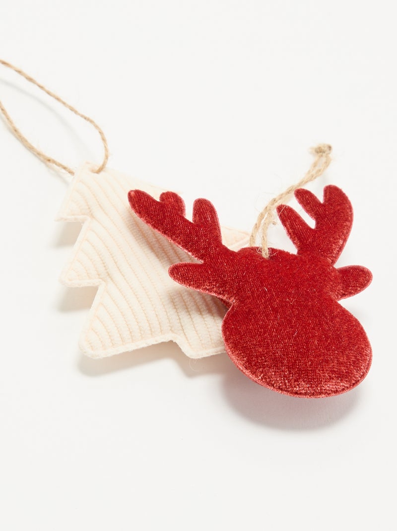 Pack de 2 decoraciones de Navidad de fieltro Rojo - Kiabi