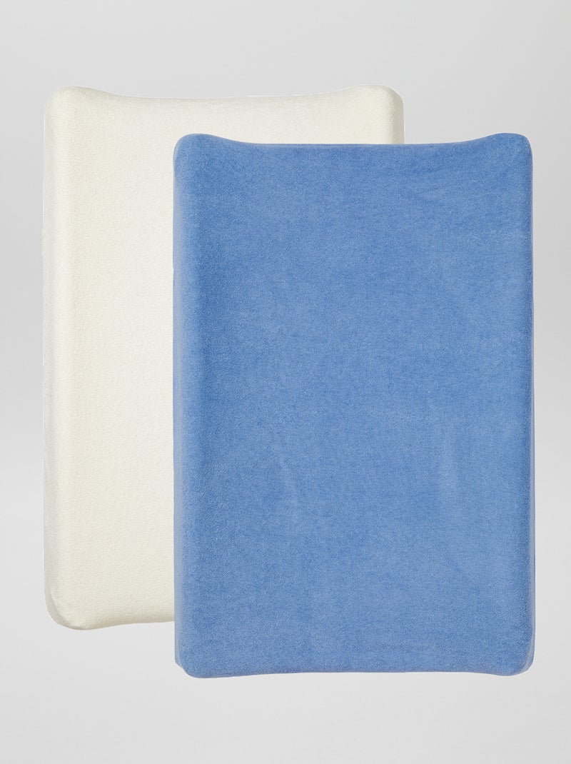 Pack de 2 fundas de colchón cambiador blanco/azul - Kiabi