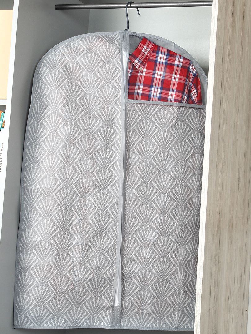 Pack de 2 fundas de tela para ropa 60 x 90 cm blanco/gris - Kiabi