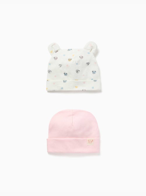 Pack de 2 gorros de algodón con motivo de Minnie - Kiabi Pack de 2 gorros de algodón con motivo de Minnie - Kiabi