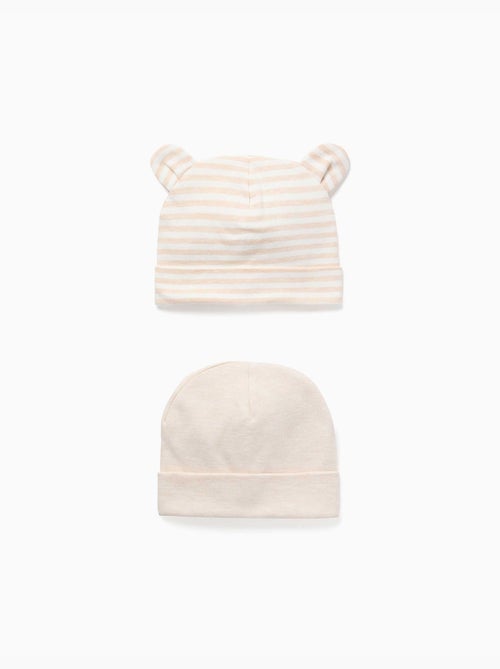 Pack de 2 gorros liso/a rayas - Kiabi Pack de 2 gorros liso/a rayas - Kiabi