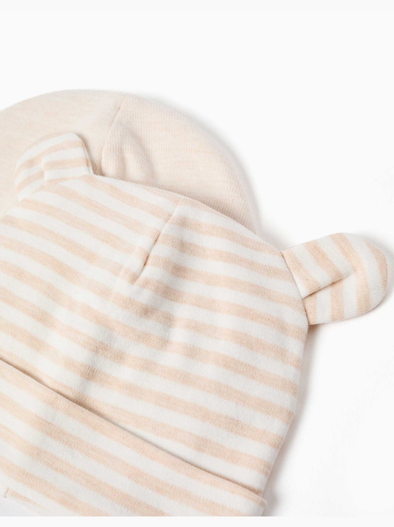 Pack de 2 gorros liso/a rayas Beige - Kiabi