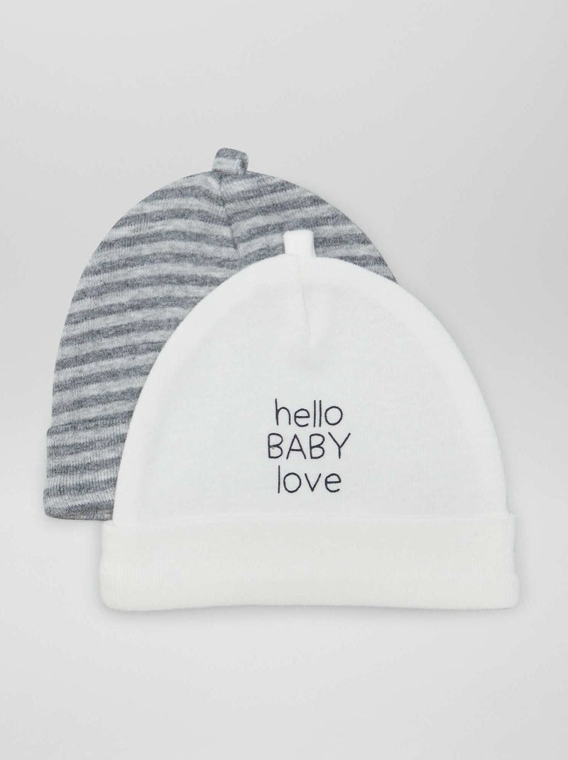 Pack de 2 gorros para recién nacido GRIS - Kiabi