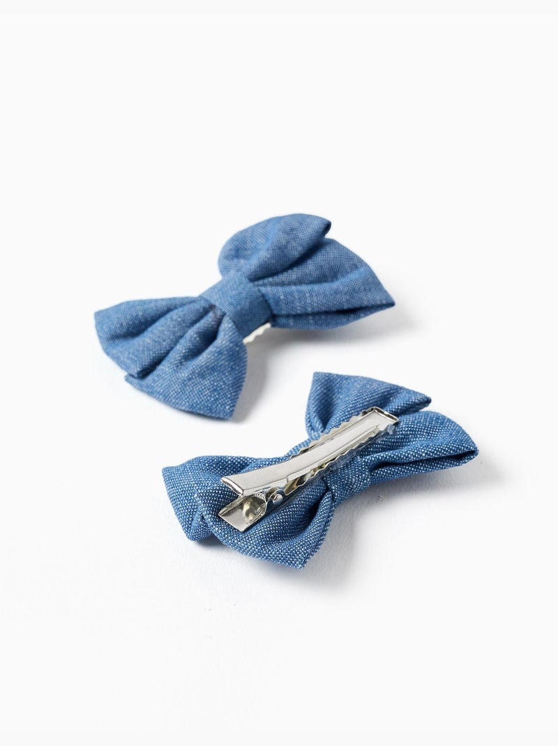 Pack de 2 horquillas con lazos vaqueros Azul Azul - Kiabi