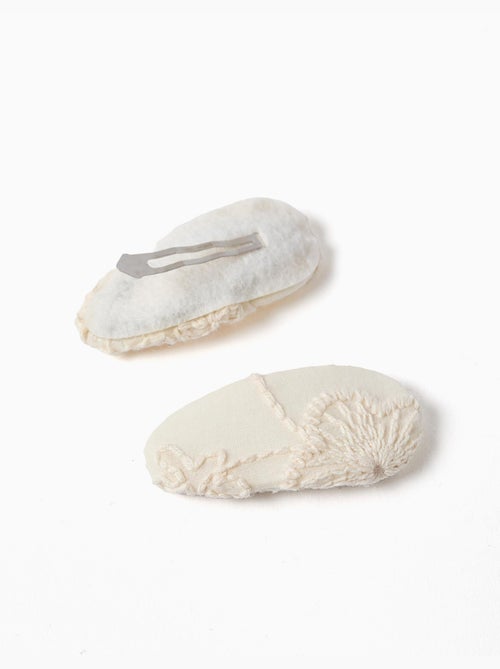 Pack de 2 horquillas ovaladas con bordado - Kiabi Pack de 2 horquillas ovaladas con bordado - Kiabi