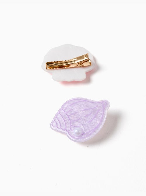 Pack de 2 horquillas para el pelo con conchas y perlas - Kiabi
