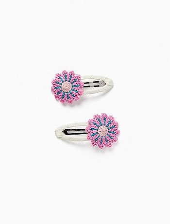 Pack de 2 horquillas para el pelo con flores de ganchillo