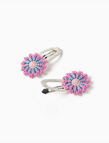 Pack de 2 horquillas para el pelo con flores de ganchillo