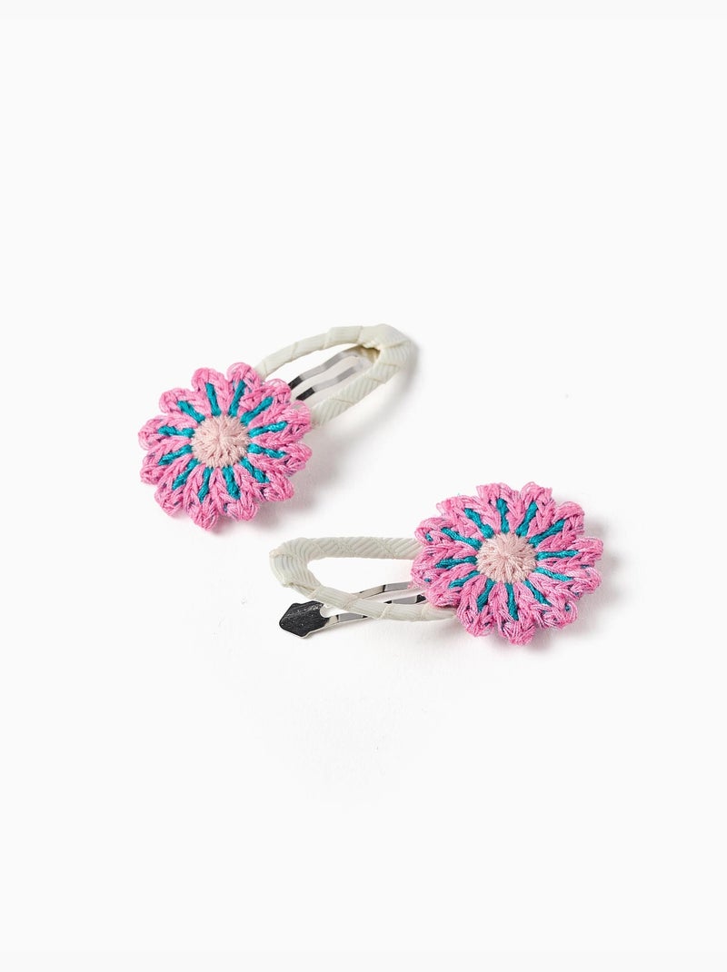 Pack de 2 horquillas para el pelo con flores de ganchillo Blanco - Kiabi