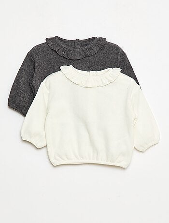 pack de 2 jerséis de punto con cuello fantasía