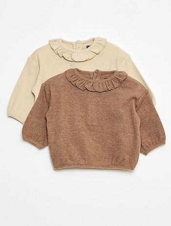 pack de 2 jerséis de punto con cuello fantasía