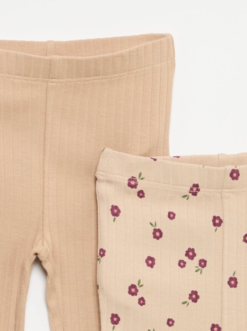 Pack de 2 leggings acampanados Beige - Kiabi