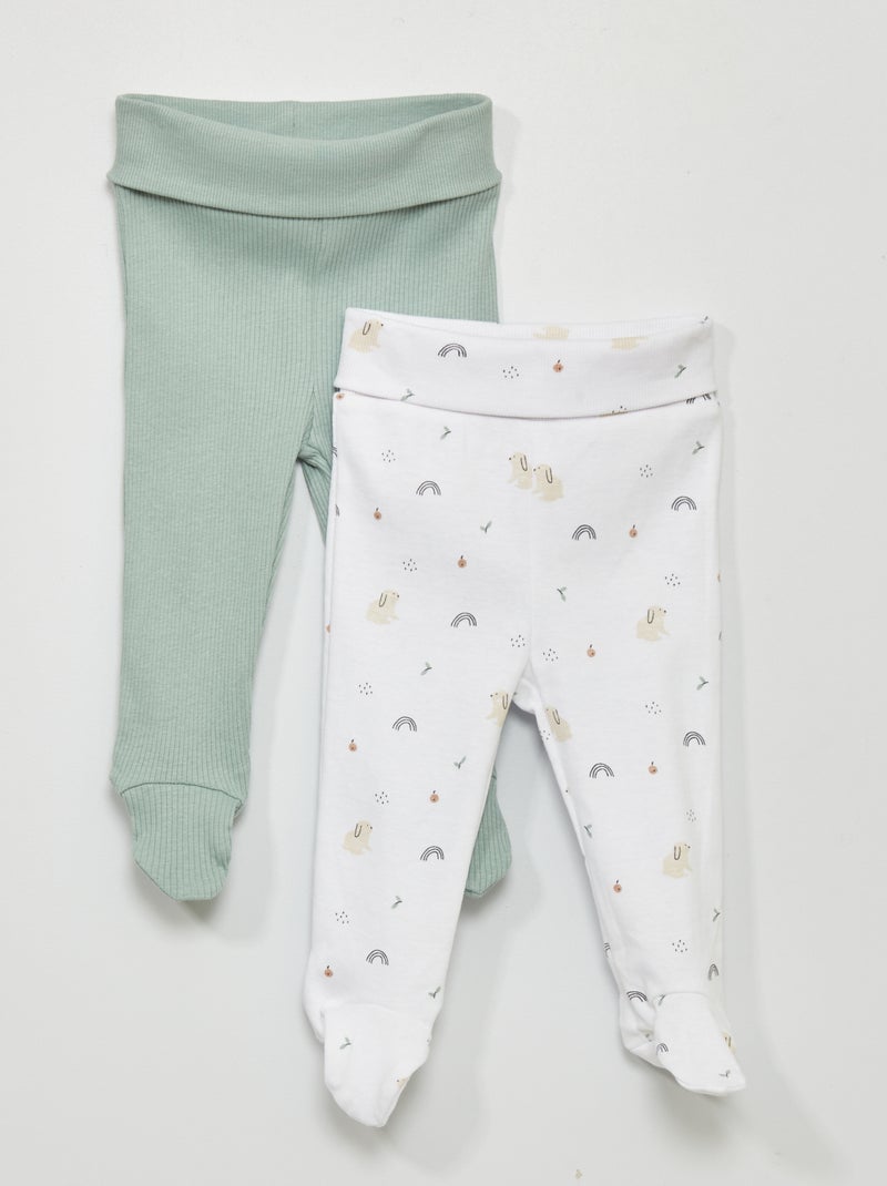 Pack de 2 leggings con pies BLANCO - Kiabi