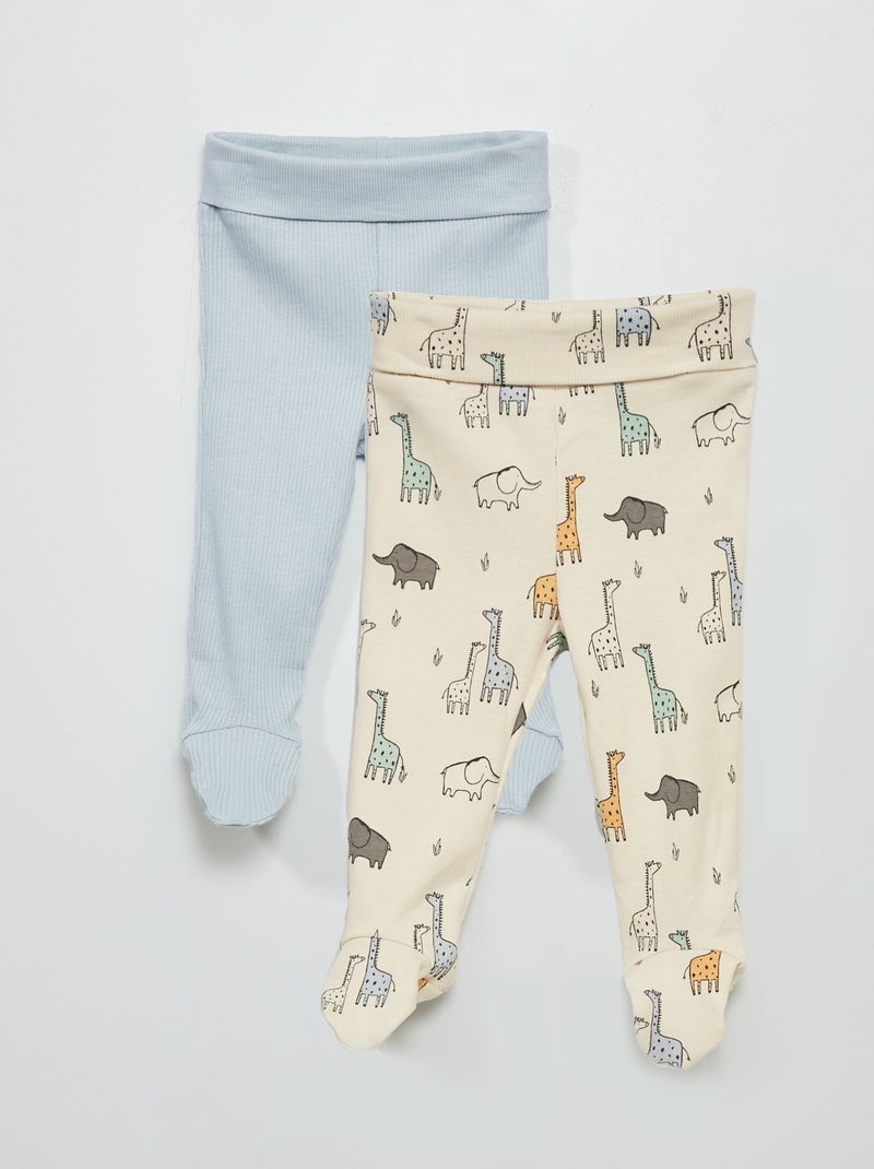Pack de 2 leggings con pies BLANCO - Kiabi