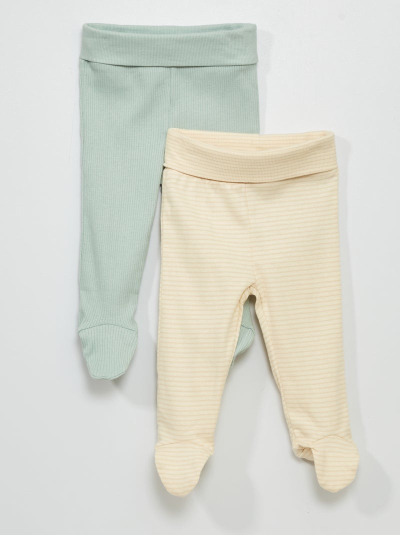 Pack de 2 leggings con pies BLANCO - Kiabi