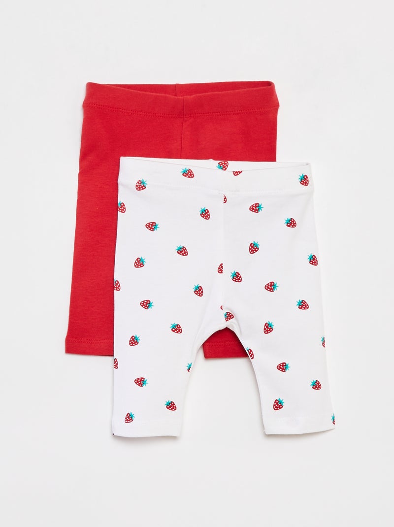 Pack de 2 leggings cortos ROJO - Kiabi