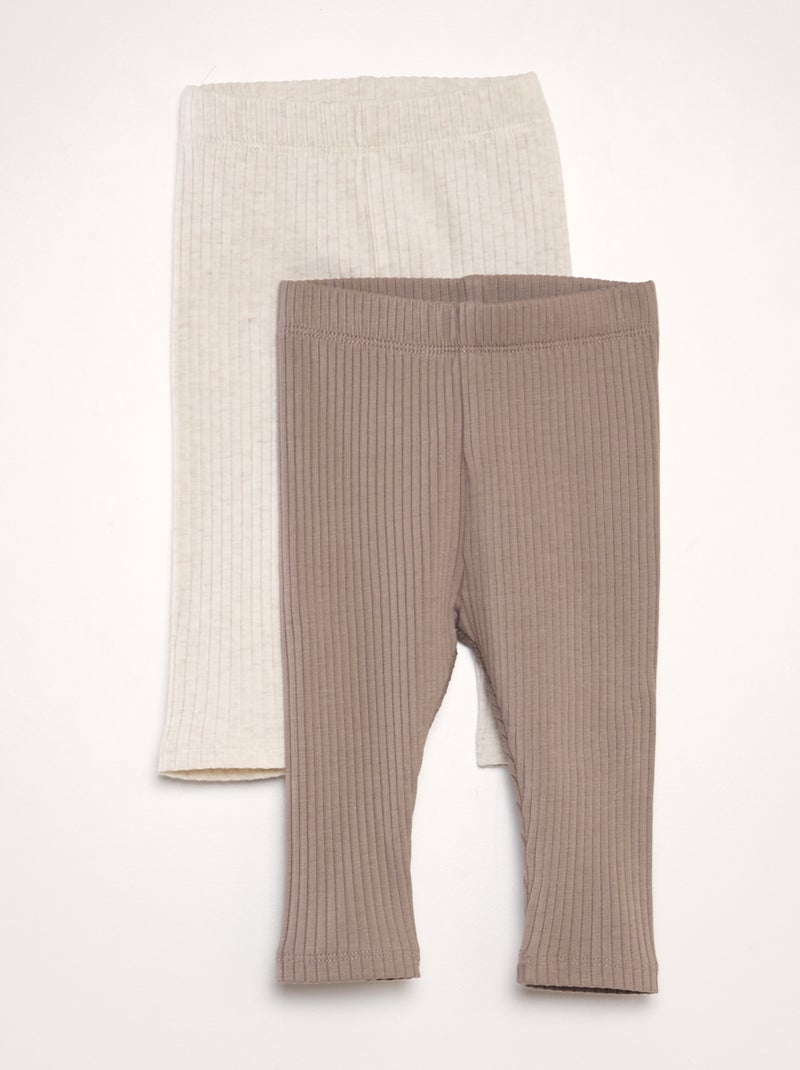 Pack de 2 leggings de canalé - Unisex BEIGE - Kiabi