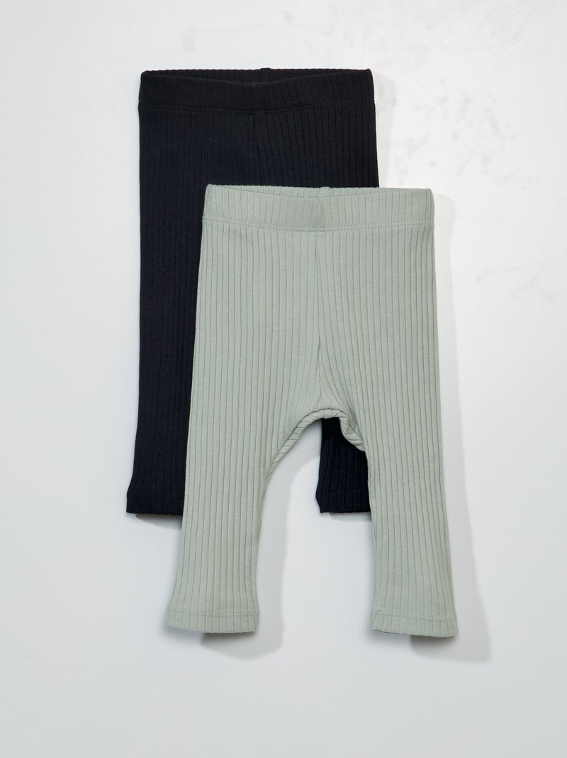 Pack de 2 leggings de canalé - Unisex GRIS - Kiabi