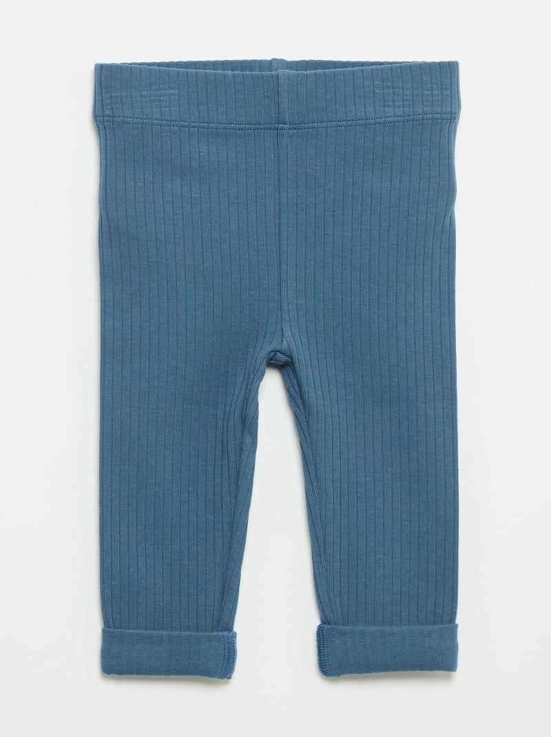 Pack de 2 leggings de canalé Azul - Kiabi