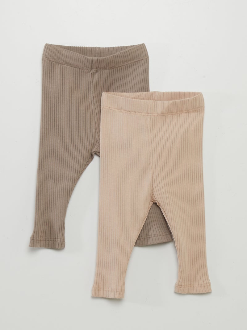 Pack de 2 leggings de canalé BEIGE - Kiabi