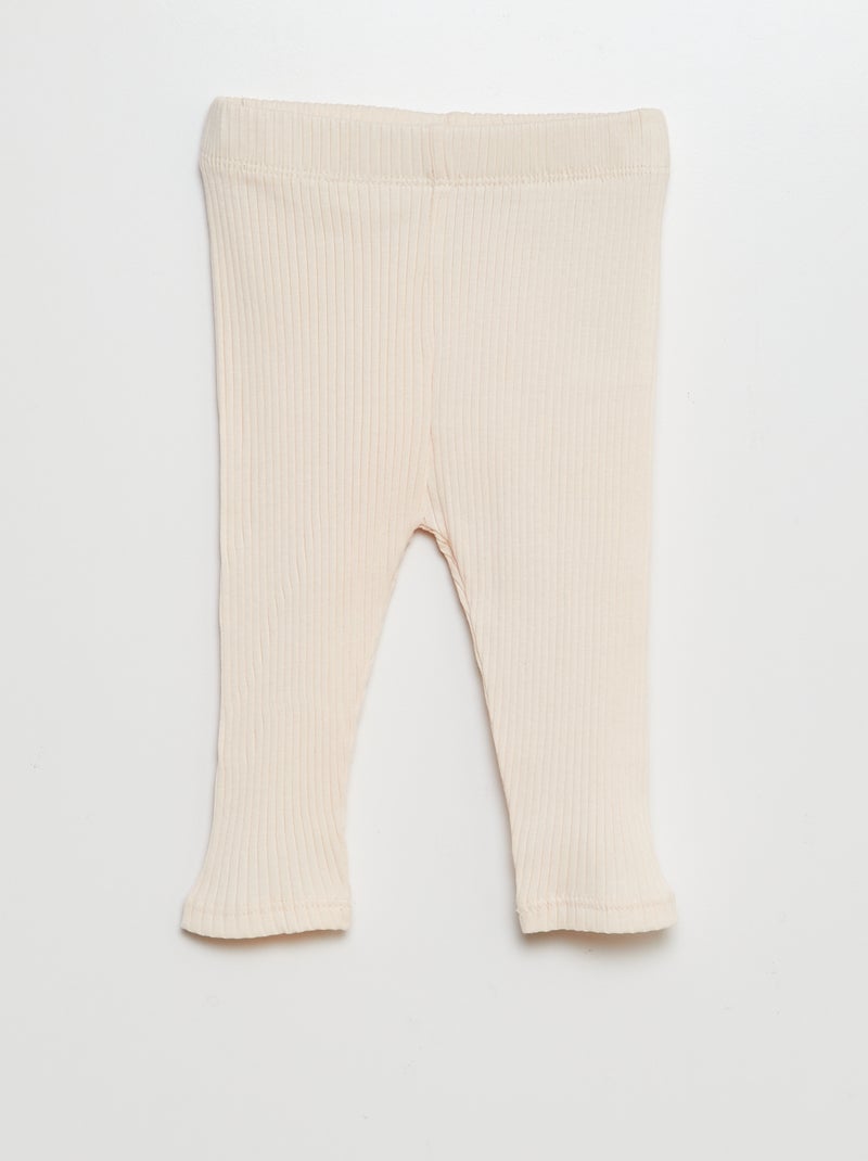 Pack de 2 leggings de canalé Beige - Kiabi