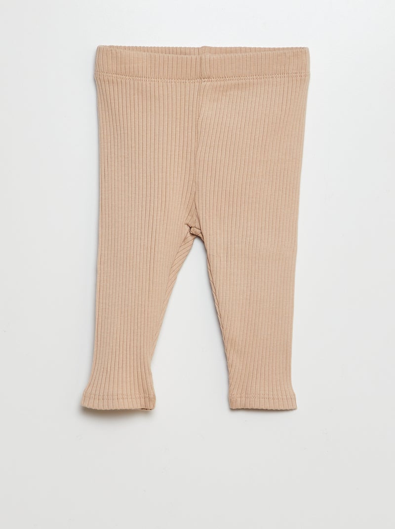 Pack de 2 leggings de canalé Beige - Kiabi