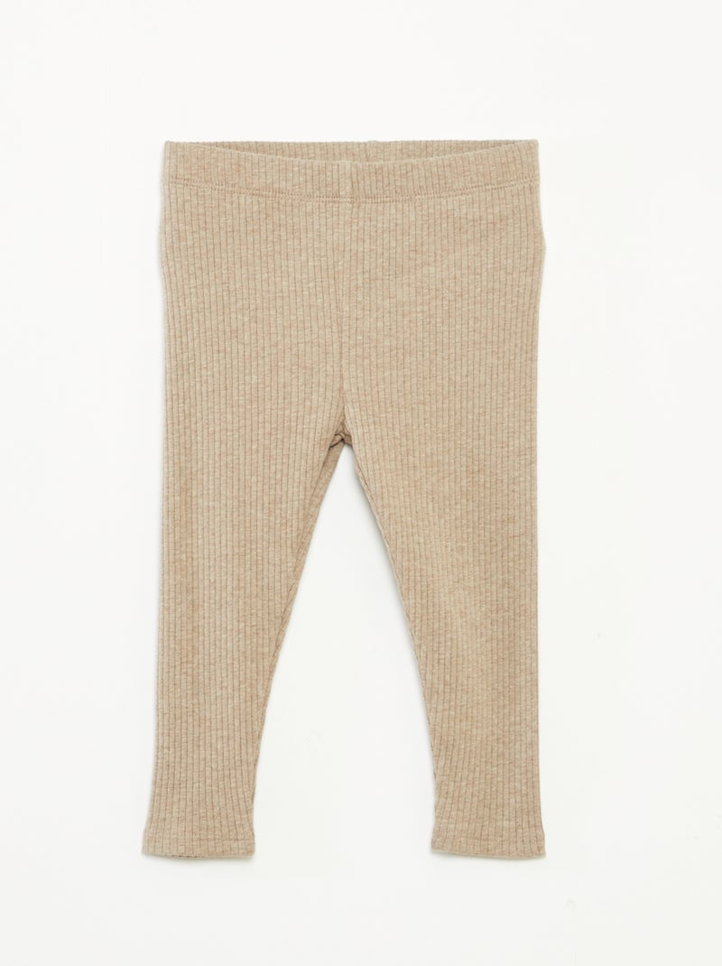 Pack de 2 leggings de canalé Beige - Kiabi