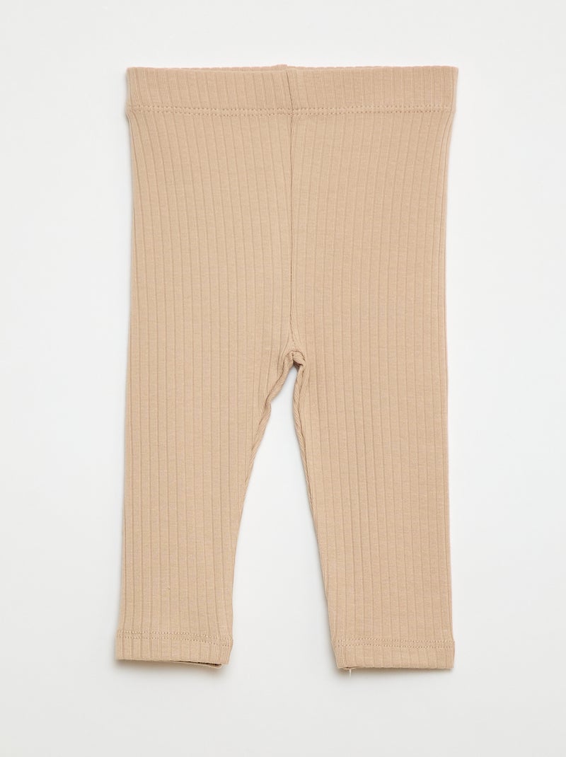 Pack de 2 leggings de canalé Beige - Kiabi