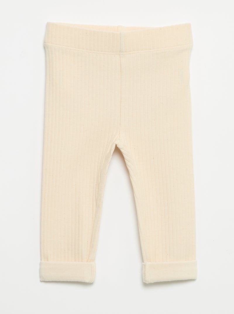 Pack de 2 leggings de canalé Beige - Kiabi