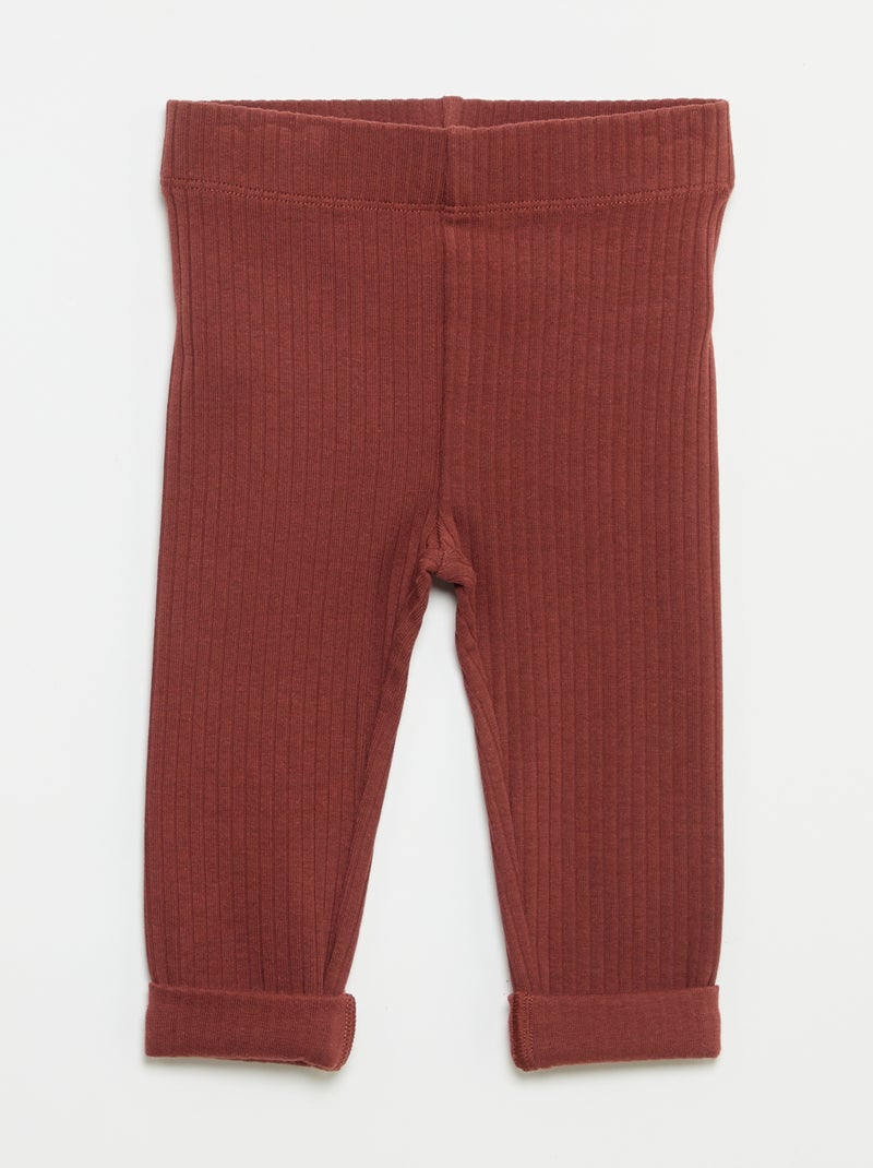 Pack de 2 leggings de canalé Beige - Kiabi
